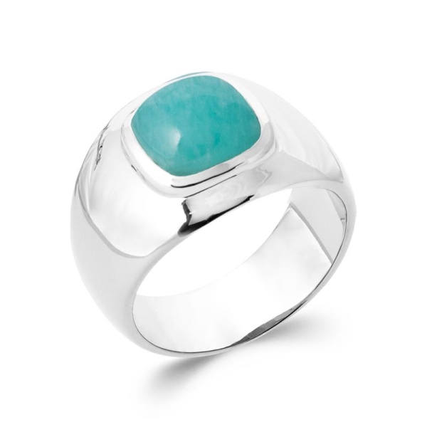 BAGUE ARGENT 925 RHODIE AMAZONITE