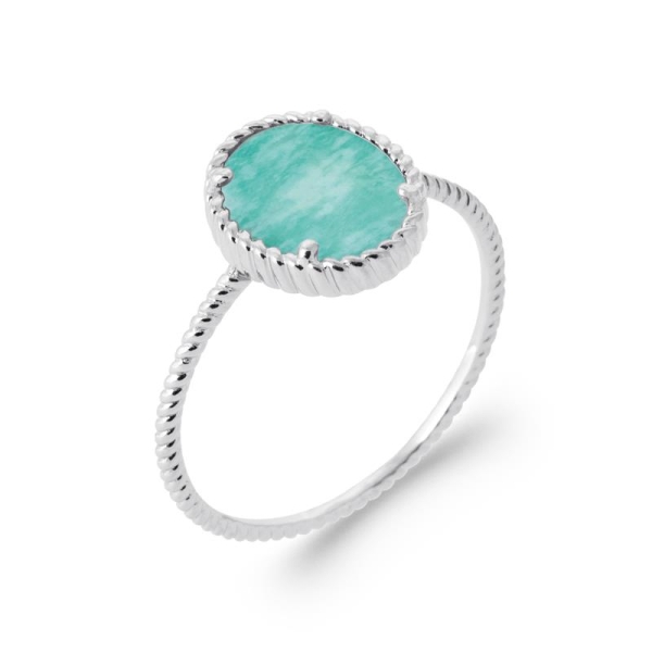 BAGUE ARGENT 925 RHODIE AMAZONITE