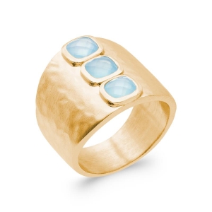 BAGUE PL-OR 750 5MIC AGATE BLEUE