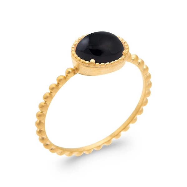 BAGUE PL-OR 750 5MIC AGATE NOIRE