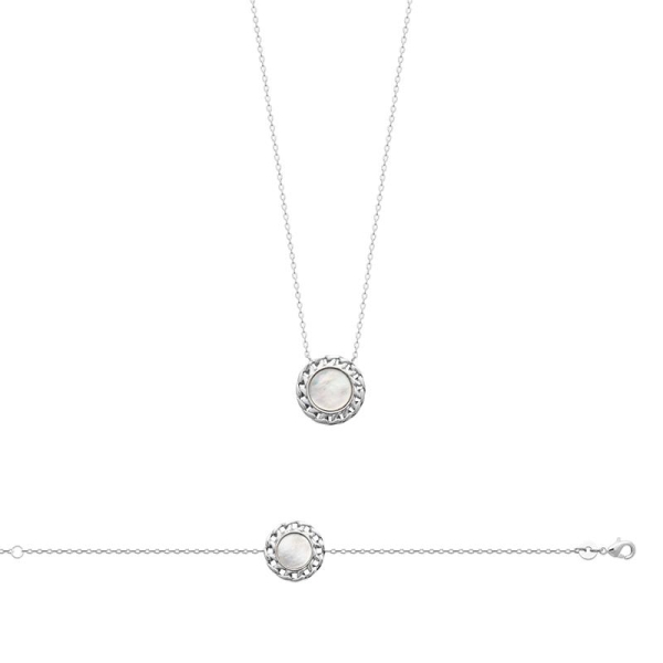 COLLIER ARGENT 925 RHODIE NACRE