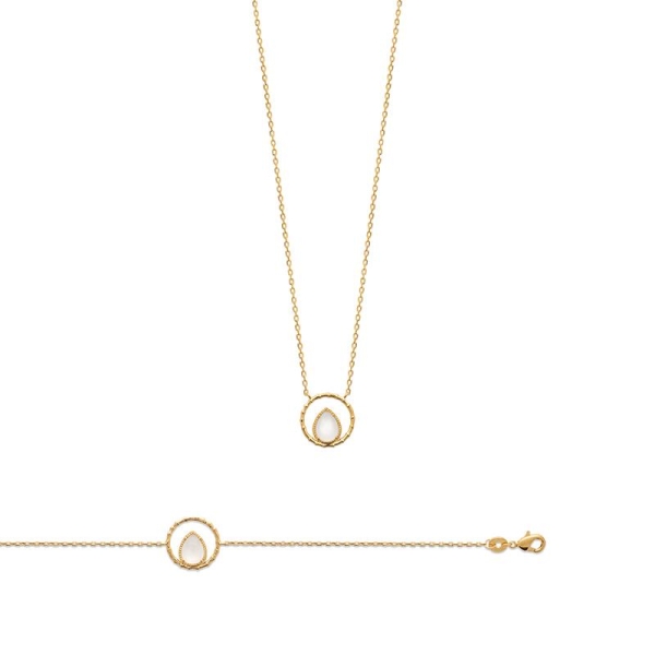 COLLIER PL-OR 750 3MIC PIERRE DE LUNE