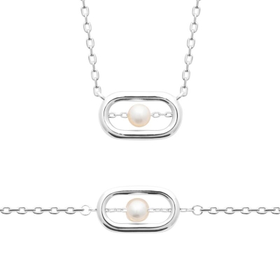 COLLIER ARGENT 925 RHODIE PERLE DE CULTURE