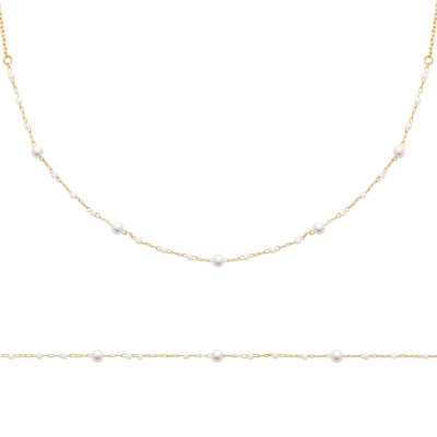 COLLIER PL-OR 750 3MIC PERLES IMIT