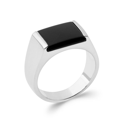 BAGUE ARGENT 925 IMIT ONYX