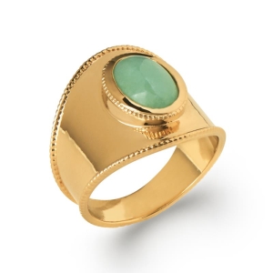 BAGUE PL-OR 750 5MIC AVENTURINE